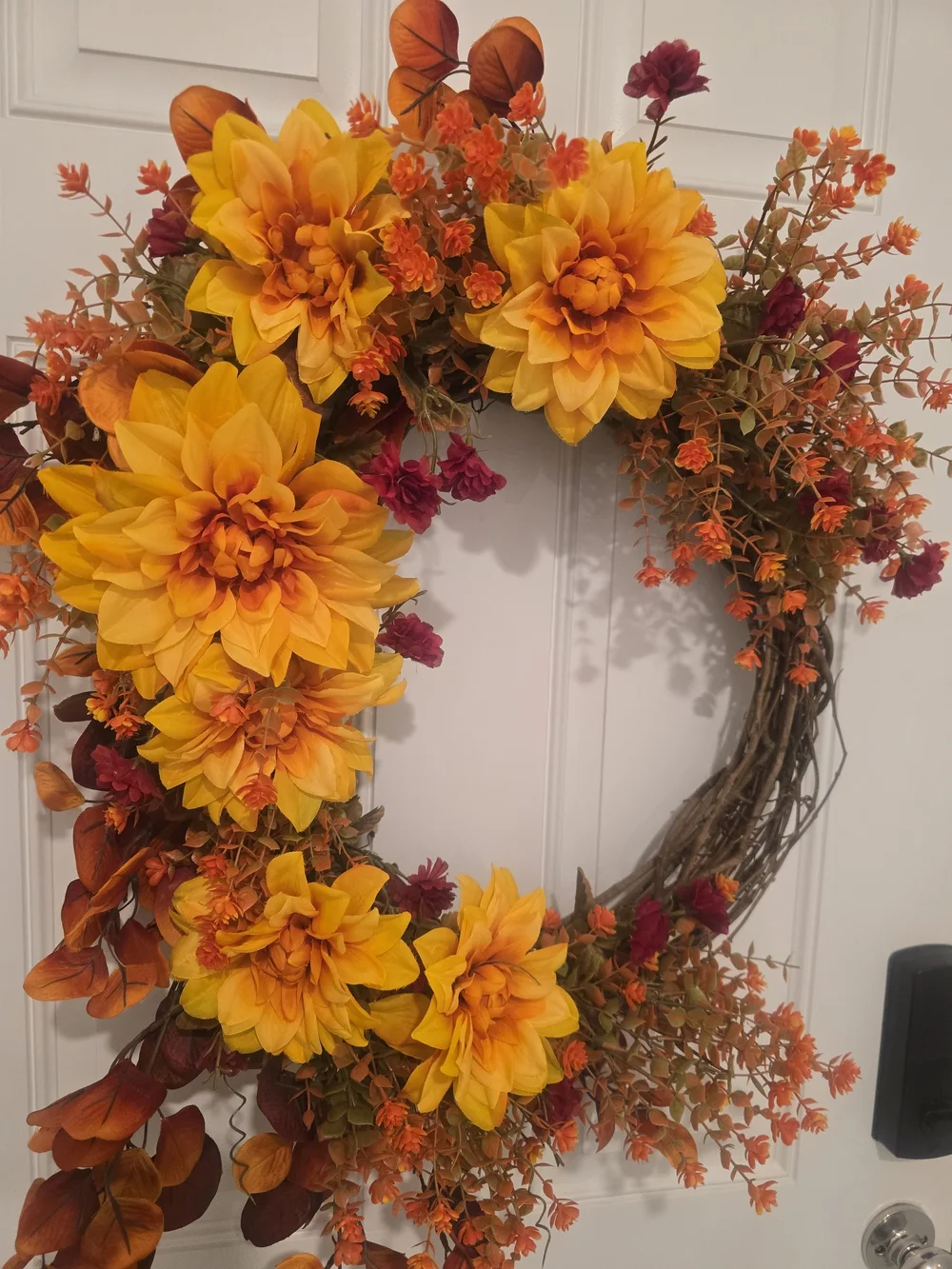 Autumn Sunburst Artificial Floral Wreath - Yellow & Orange